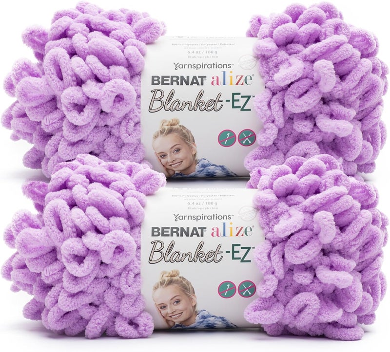 Bernat Alize Blanket Purple Dusk Yarn - 2 Pack of 180g/6.4 oz - 100% Polyester - #7 Jumbo - 18 Yards - Chunky Yarn for Hand Knitting/Crochet - Image 1